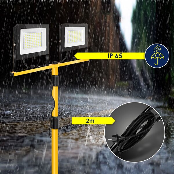 Toolight Rea, Halogen LED budowlany na statywie RSL006-2x100N, OSW-10206
