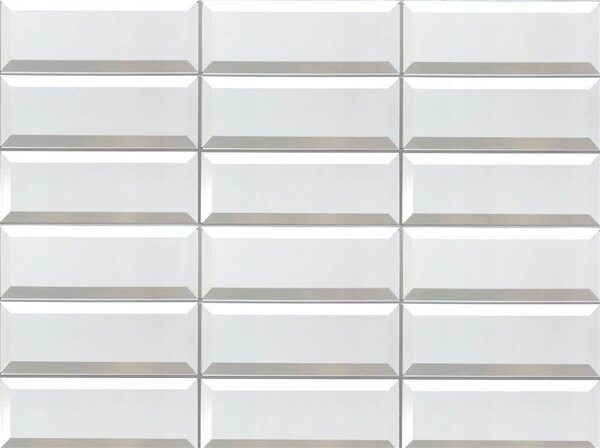 3D - PVC obkladový panel - Kachlička podélná bílá, šedá spára
