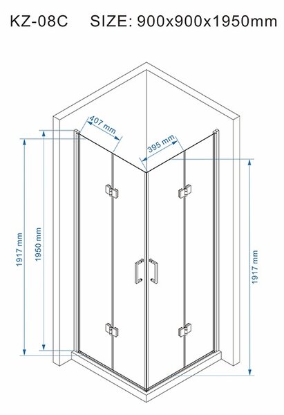 BPS-koupelny Čtvercový sprchový kout KZ08C 90x90 WH bílá/transparent - bez vaničky