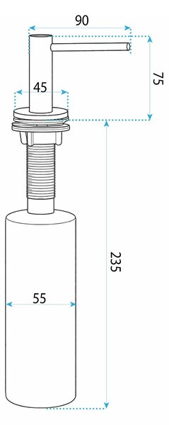 Vestavný dávkovač mýdla/saponátu REA DEX, 300 ml, nikl kartáčovaný