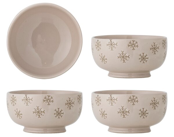 Bloomingville Set čtyř béžových kameninových misek Snowie 584 ml