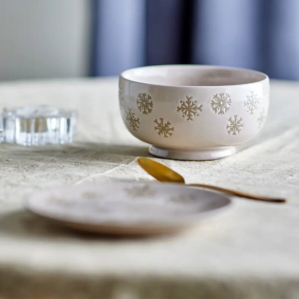 Bloomingville Set čtyř béžových kameninových misek Snowie 584 ml
