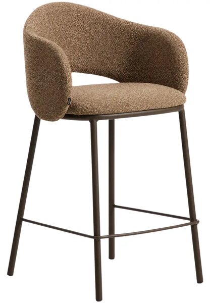Kave Home Hnědá čalouněná barová židle Maina 65 cm