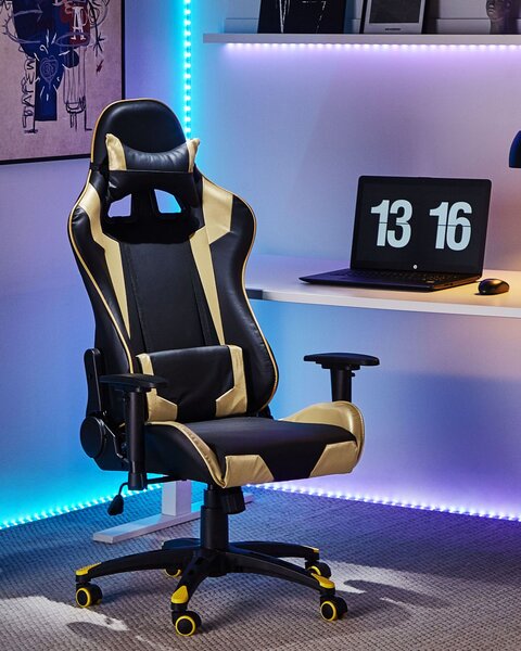 Herní křeslo KNIGHT Umělá kůže Zlatá