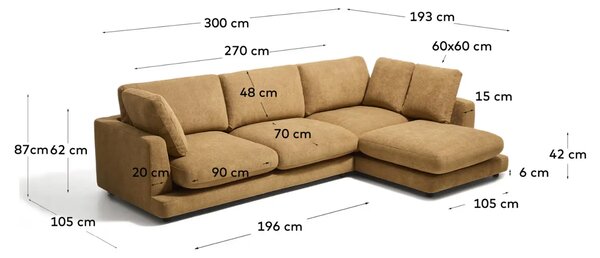 Kave Home Žlutá rohová bouclé pohovka Gala 300 cm, pravá