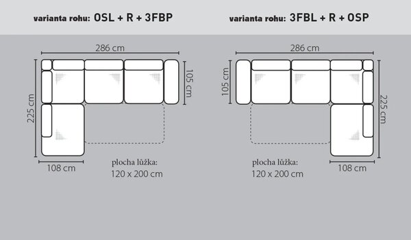 Rosso Rohová sedací souprava - pravý/levý roh Ve více barvách