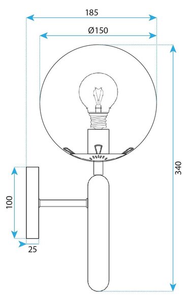 Toolight Rea, Nástěnné svítidlo G097-1W BLACK, OSW-09722