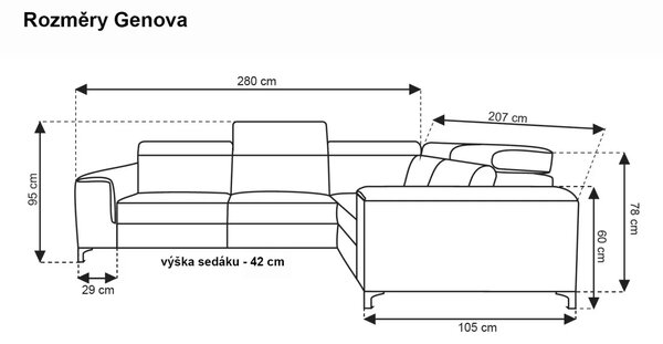Genova Rohová sedací souprava - pravý/levý roh Velký výběr potahových látek
