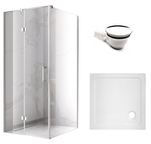 BPS-koupelny Čtvercový sprchový kout HYD-SK01B 80x80 chrom/transparent + vanička HYD-SSV-ST02A bílá