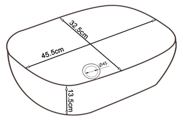 BPS-koupelny Keramické umyvadlo na desku HYD-MO-WH-MOD1-455 45,5x32,5 cm, bílé/zlato-stříbrný dekor