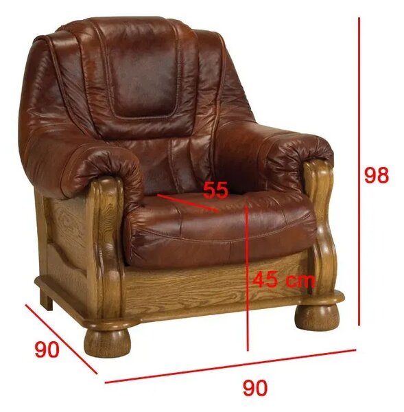 Rimini Kožené křeslo s dubovým masivem
