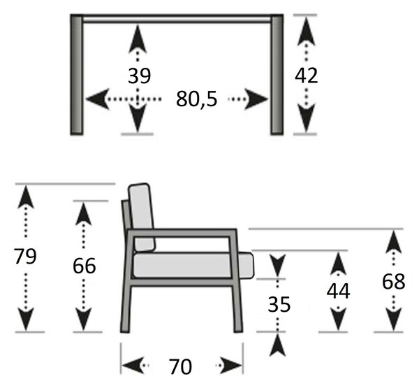 Doppler BELLARIA LOUNGE, 2+1+1, hliníková zahradní souprava, pro 4 osoby