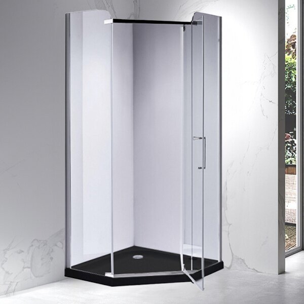 BPS-koupelny Pětiúhelníkový sprchový kout HYD-PK91A 80x80 chrom/transparent + vanička HYD-PSV-ST07A černá