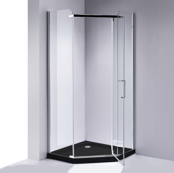 BPS-koupelny Pětiúhelníkový sprchový kout HYD-PK91A 80x80 chrom/transparent + vanička HYD-PSV-ST07A černá