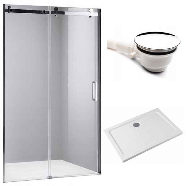 BPS-koupelny Posuvné sprchové dveře HYD-PD03D 120 chrom/transparent pro instalaci do niky + vanička HYD-OSV-ST03C 120x80 bílá