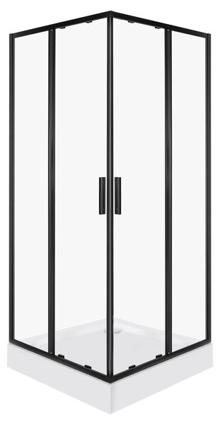 Novoterm Čtvercový sprchový kout NV-Solid SQ BL 80, černý/transparent - bez vaničky