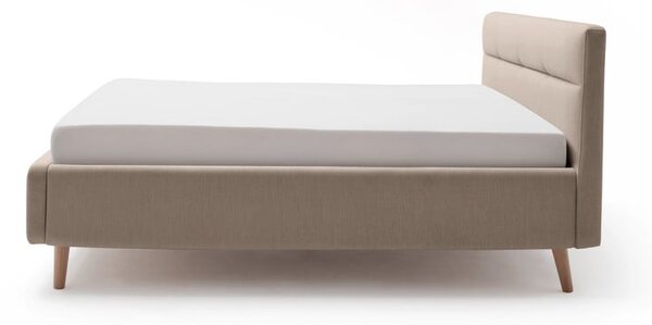 Béžová čalouněná dvoulůžková postel s úložným prostorem s roštem 160x200 cm Lotte – Meise Möbel