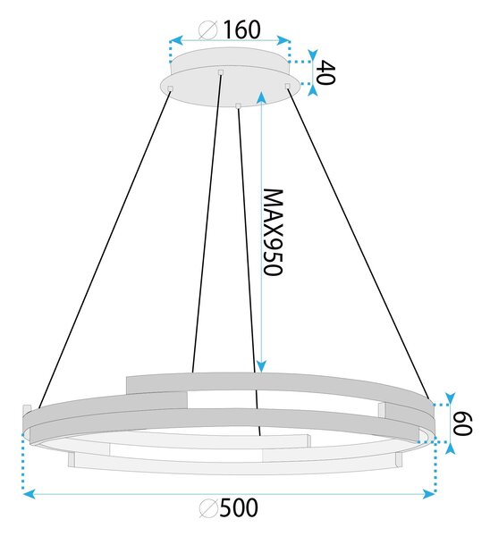 Toolight Rea, Stropní svítidlo G127-CP 50cm GOLD, OSW-02619