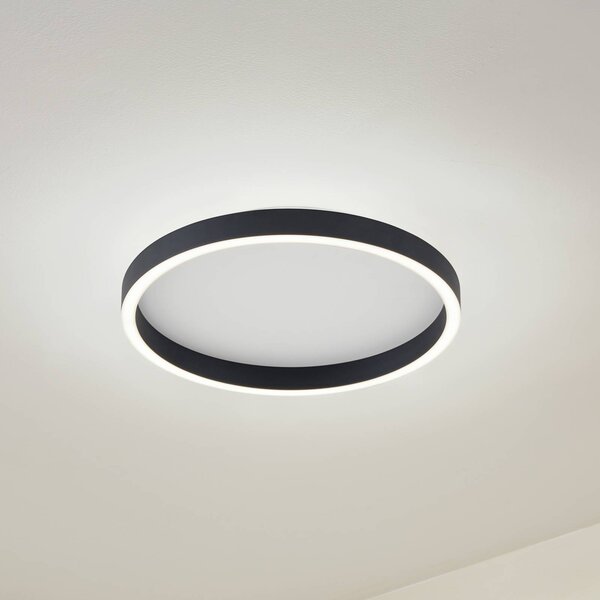 Lucande LED stropní svítidlo Rotundo, Ø 40 cm, černé, stmívatelné, stmívatelný, Černá, Obývací pokoj / jídelna, Plast, Moderní