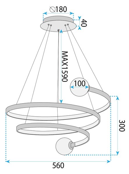 Toolight Rea, Závěsná lampa LHJ029-CP BLACK, OSW-50047