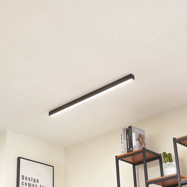Lucande LED stropní svítidlo Teniona, 101 cm, černé, hliník, stmívatelný, Černá, Obývací pokoj / jídelna, Hliník, Moderní