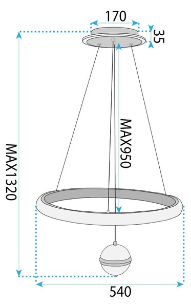 Toolight Rea, Stropní svítidlo G142-CP 50cm GOLD, OSW-02612