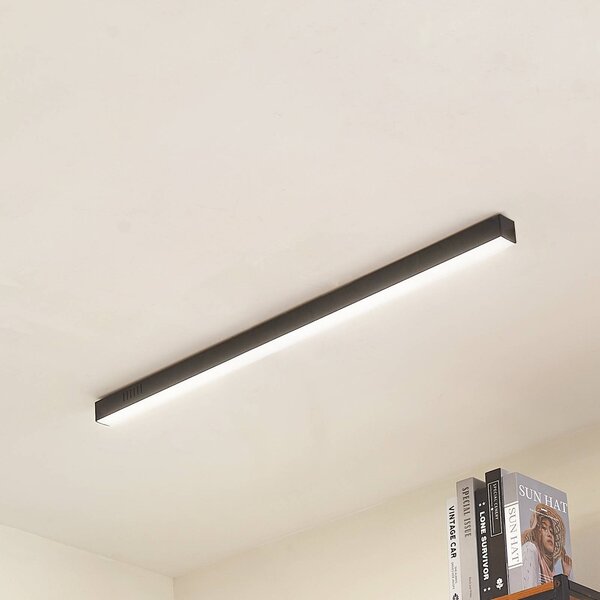 Lucande LED stropní svítidlo Teniona, 101 cm, černé, hliník, stmívatelný, Černá, Obývací pokoj / jídelna, Hliník, Moderní