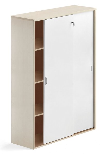AJ Produkty Skříň s posuvnými dveřmi MODULUS XL, uzamykatelná, 1600x1200 mm, bříza, bílé dveře