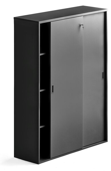 AJ Produkty Skříň s posuvnými dveřmi MODULUS XL, uzamykatelná, 1600x1200 mm, černá