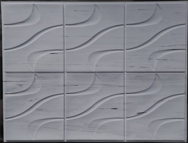 3D - PVC obkladový panel - Kachlička vlnka šedá žihaná