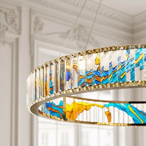 Toolight Toolight, LED stropní svítidlo 60cm + dálkové ovládání APP1748-CP, zlatá-průhledná, OSW-07894