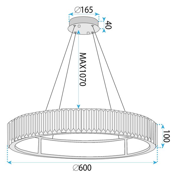 Toolight Toolight, LED stropní svítidlo 60cm + dálkové ovládání APP1748-CP, zlatá-průhledná, OSW-07894