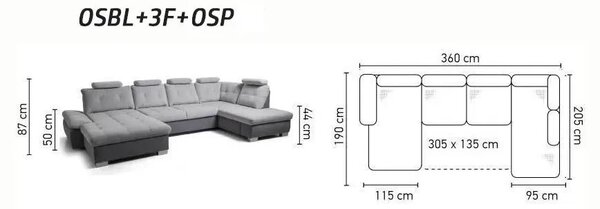 Cremona XL Sedací souprava do U - pravý/ levý roh
