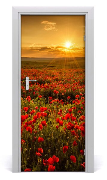 Fototapeta na dveře krajina pole máků 75x205 cm