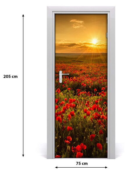Fototapeta na dveře krajina pole máků 75x205 cm