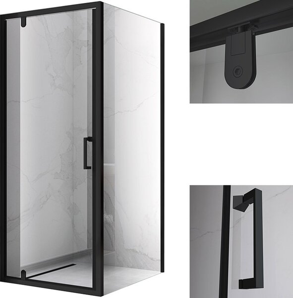 BPS-koupelny Čtvercový sprchový kout HYD-OK04B-BL 80x80 černá/transparent - bez vaničky