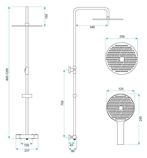 Sprchový komplet s termostatickou baterií REA LUNGO bez výtoku, bílá