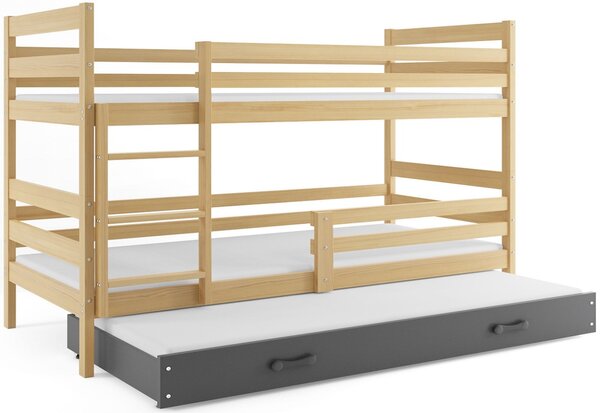Patrová postel RAFAL 3 + matrace + rošt ZDARMA, 80x160 cm, borovice, grafit