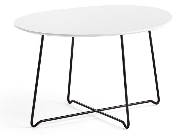 AJ Produkty Konferenční stolek IRIS, oválný, 870x670 mm, černá, bílá deska