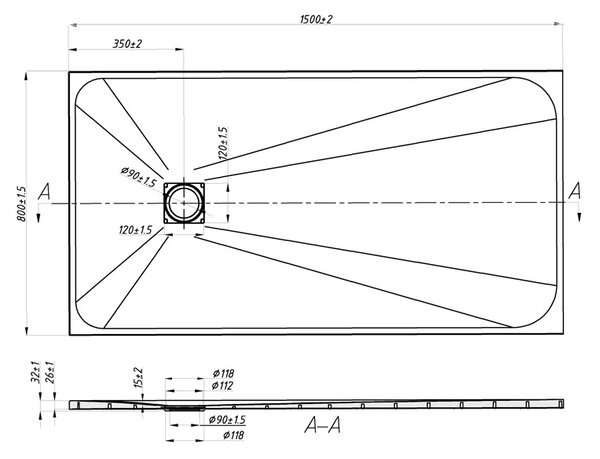 BPS-koupelny Obdélníková akrylátová sprchová vanička RIKO WH 150x80 bílá