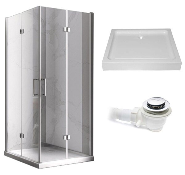 BPS-koupelny Obdélníkový sprchový kout HYD-OK12A 90x80 chrom/transparent + vanička HYD-OSV-SXL03B bílá
