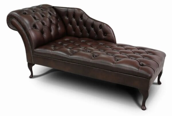 Chesterfield Schezlong Lenoška odpočinková puncovaná hnědá