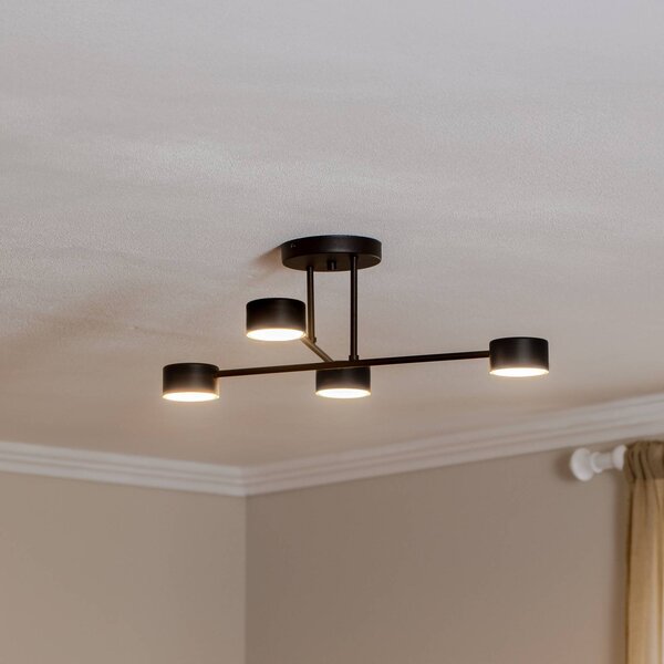EMIBIG LIGHTING Stropní světlo Modus 4, ocel, čtyřramenné, GX53, černé, stmívatelný, Černá, Obývací pokoj / jídelna, kov, Moderní