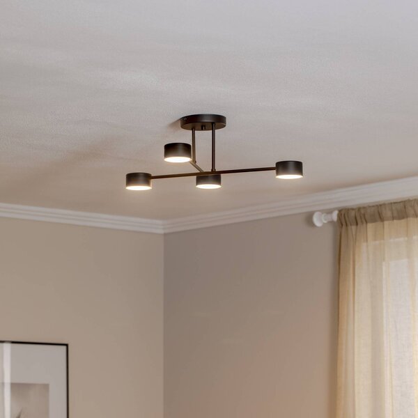 EMIBIG LIGHTING Stropní světlo Modus 4, ocel, čtyřramenné, GX53, černé, stmívatelný, Černá, Obývací pokoj / jídelna, kov, Moderní