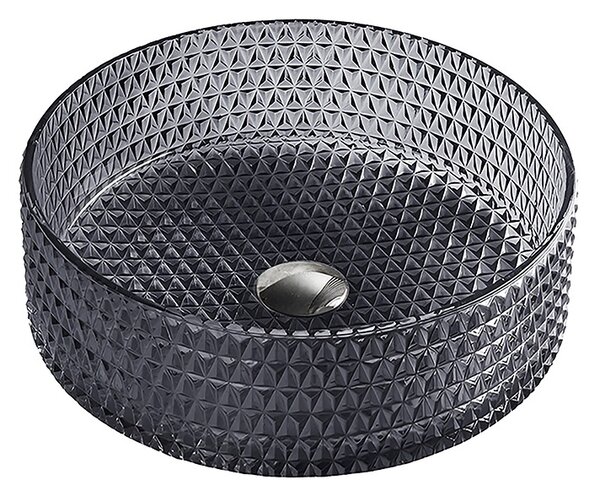 BPS-koupelny Skleněné umyvadlo na desku HYD-BRT1-BL-360 36x12 cm, černá lesk