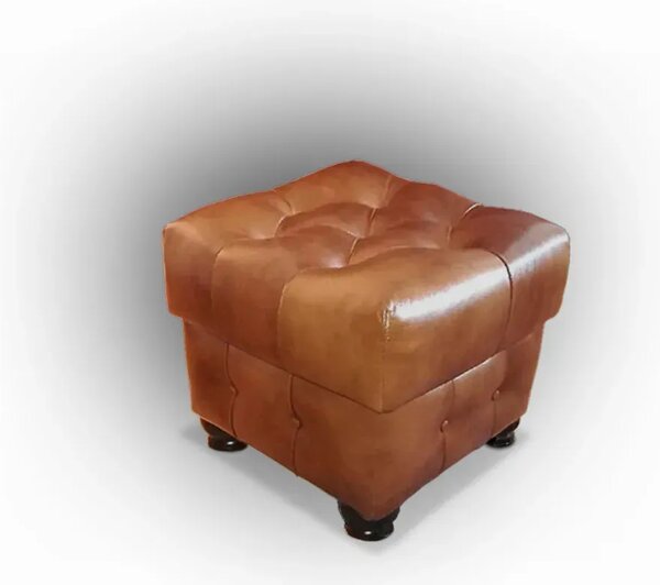Chesterfield Windsor Cube: Kožený taburet