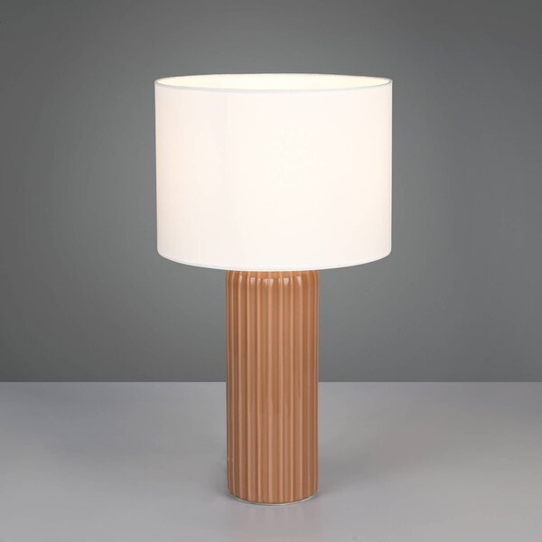 Reality Leuchten Stolní lampa Blair, výška 51 cm, mokka, E27, keramika, Krémová / jantar, Obývací pokoj / jídelna, Keramika, Moderní