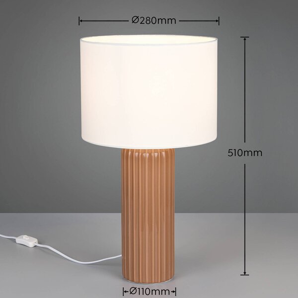 Reality Leuchten Stolní lampa Blair, výška 51 cm, mokka, E27, keramika, Krémová / jantar, Obývací pokoj / jídelna, Keramika, Moderní