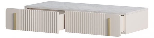 Závěsný toaletní stolek Malmi 100 cm - kašmírová / crema bianca / zlatá