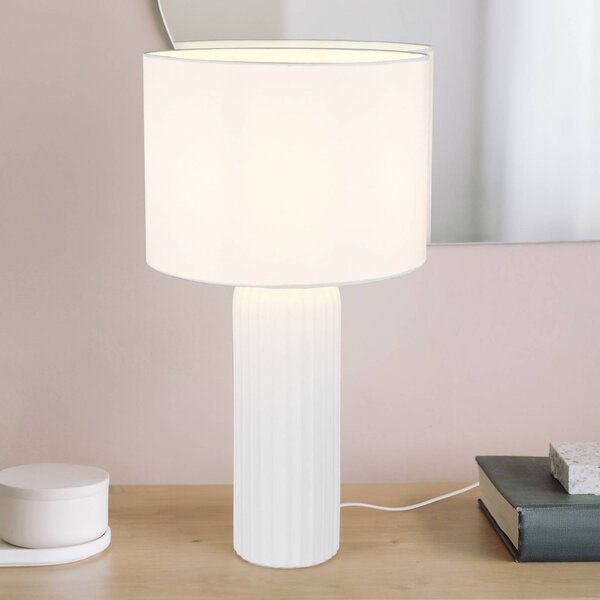 Reality Leuchten Stolní lampa Blair, výška 51 cm, bílá, E27, keramika, Bílá / opál, Obývací pokoj / jídelna, Keramika, Moderní